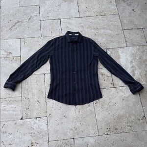 Armani Jeans Navy Striped Button Down Shirt